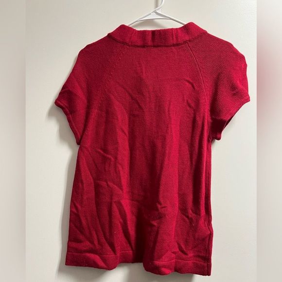 Ann Taylor Loft Red Short Sleeve Cardigan Sweater Size Small - Picture 10 of 11